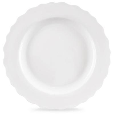 Large Porcelain Flat Dinner Plate, Classic White, 24.5 Cm