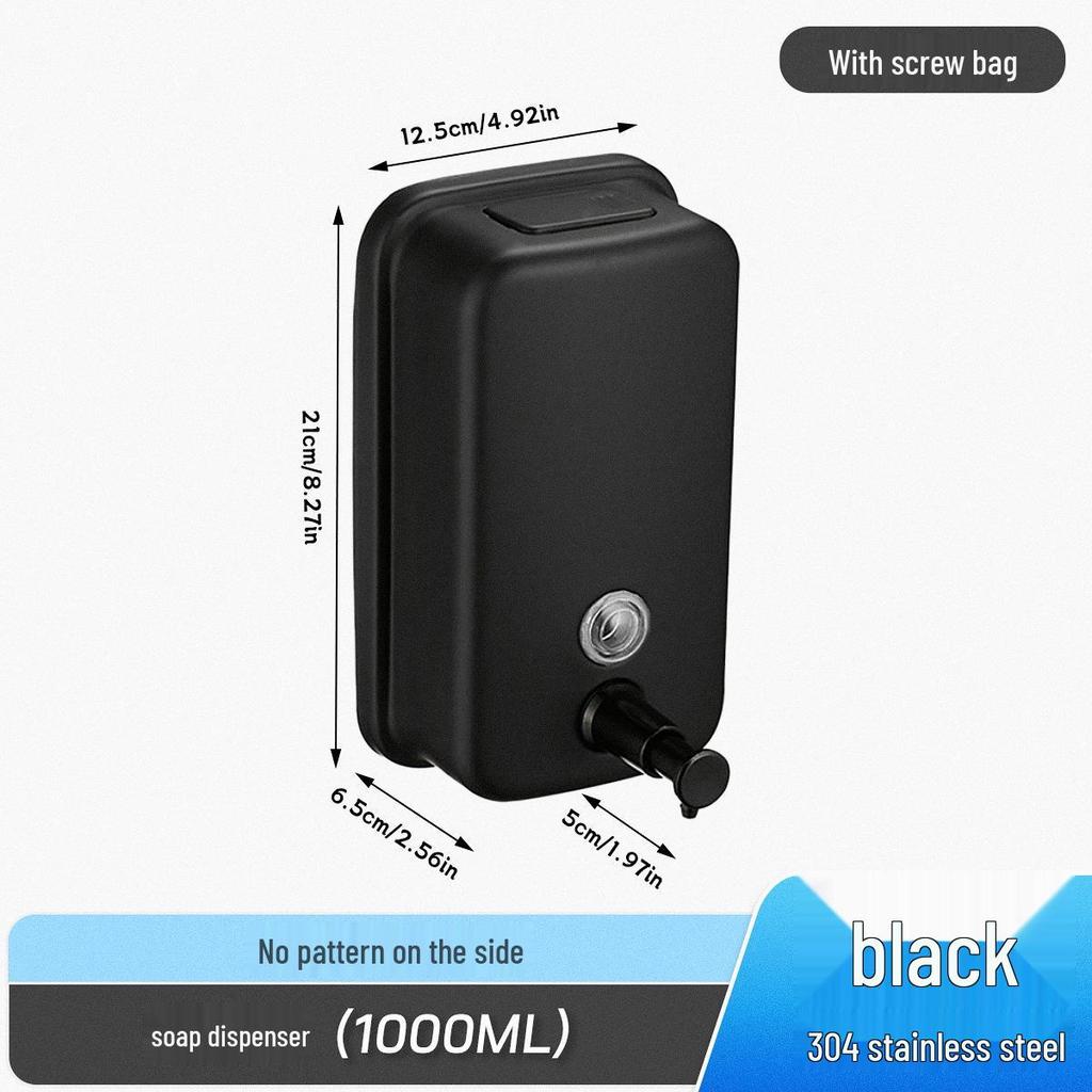 Wall-Mounted Black & Gold 500ML 304 Stainless Steel Soap Dispenser
