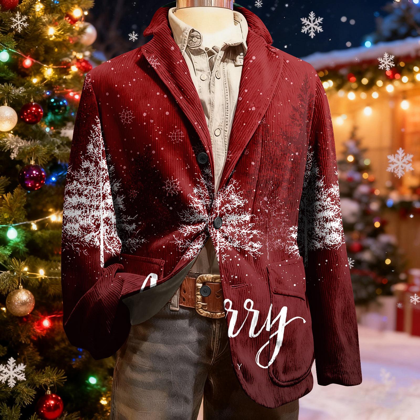 Мужской уродливый рождественский вельветовый теплый карманный пиджак-кардиган, мужской повседневный костюм M
