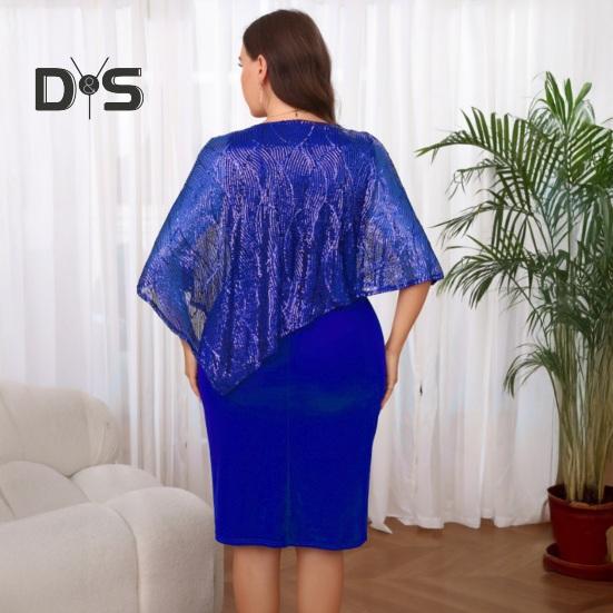 Ärmelloses Damen-Umhangkleid mit Paillettenbesatz Übergroßes Pailletten-Bodycon-Bleistiftkleid Damen Abend-Midikleid