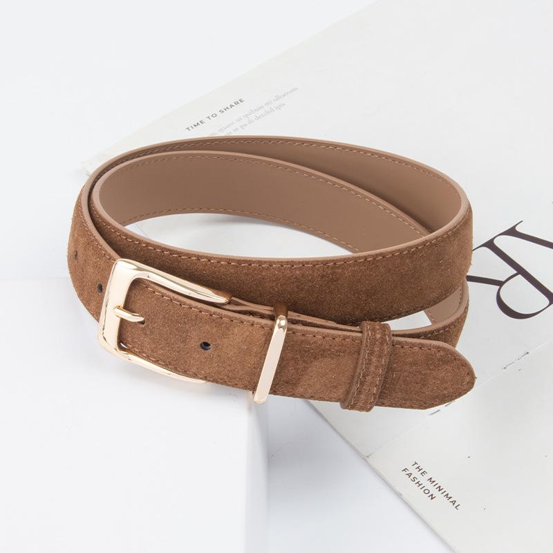 Suede Cowhide Women'S Belt Casual Pants Jeans Skirt Decorative Pin Buckle Women'S Premium Belt Special For