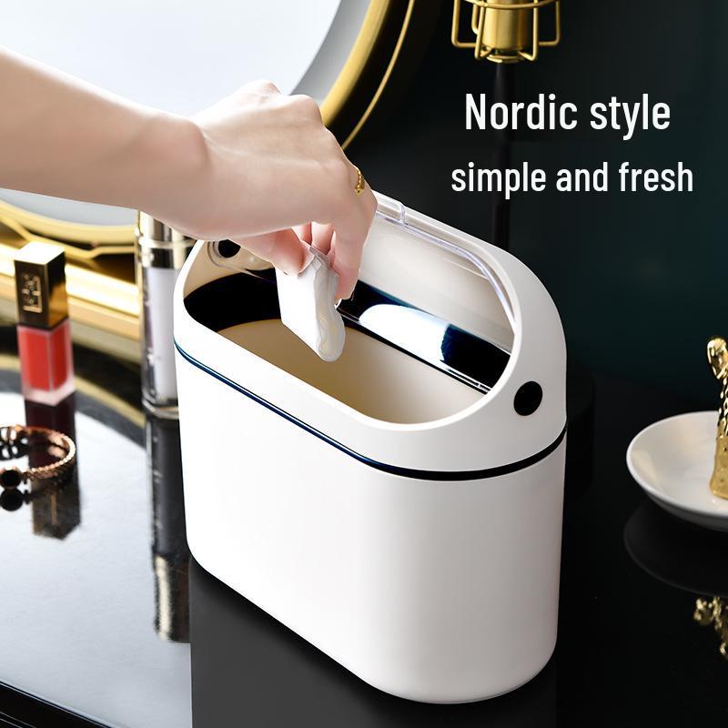 Mini Desktop Trash Can with Lid for Home or Office