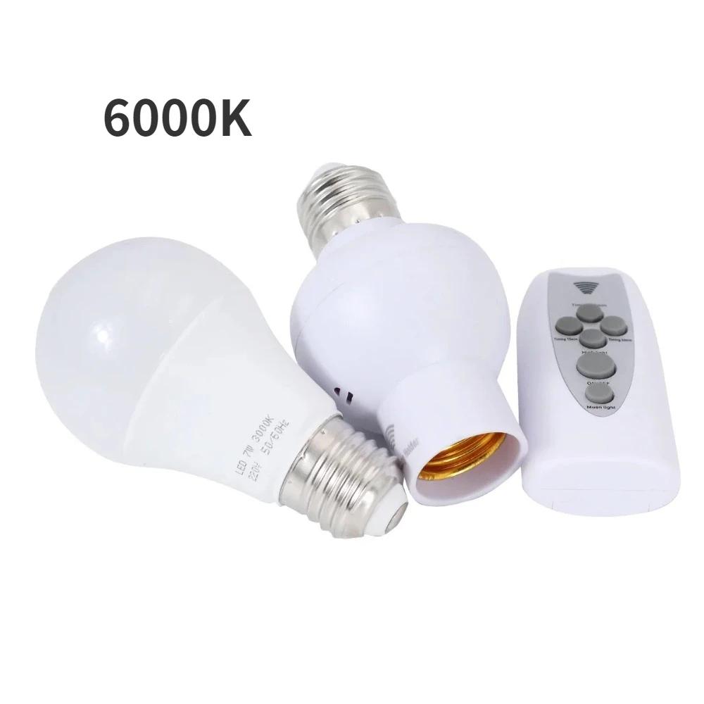

Удобный/практичный беспроводной пульт дистанционного управления, патрон для лампы с регулируемой яркостью E27, цоколь 220 В, светодиодная лампа-ночник с таймером