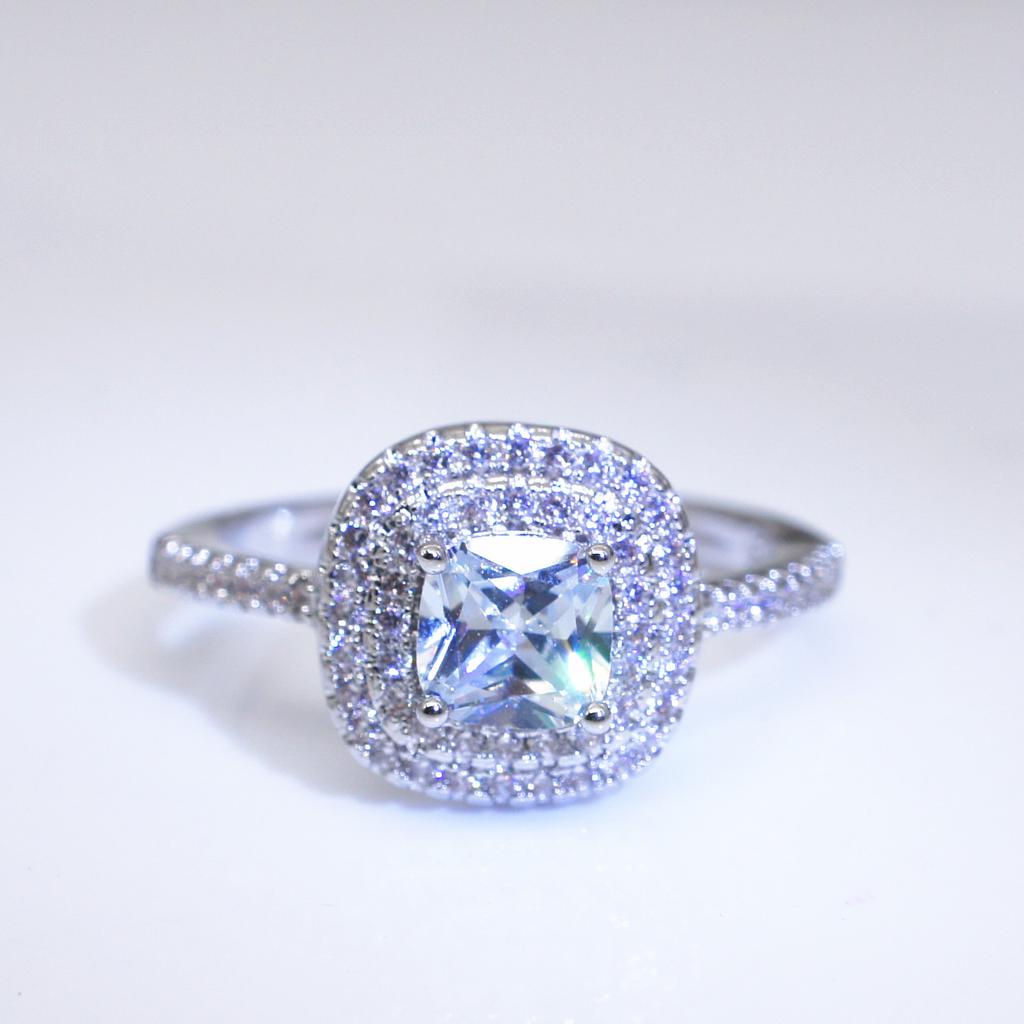 Cincin Perak 925 Asli Untuk Wanita Perhiasan Mudah Ditumpuk Ganda Sederhana Set Pengantin Cincin Aksesori Pertunangan Pernikahan