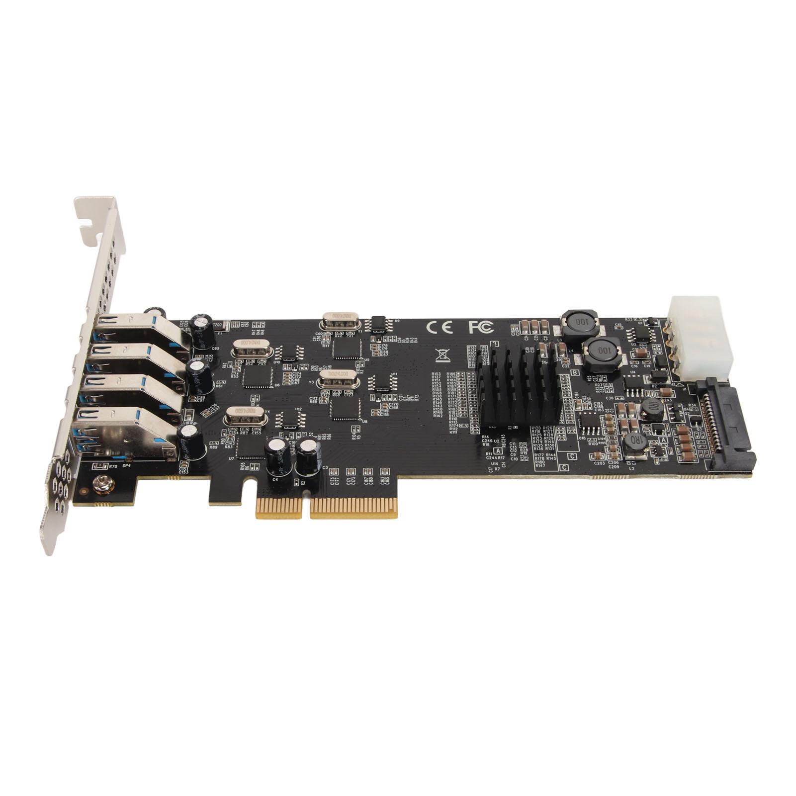 

4 Port USB 3.0 PCIE Card 4 Dedicated 5Gbps Channels Support UASP SATA LP4 Power PCI Express Adapter