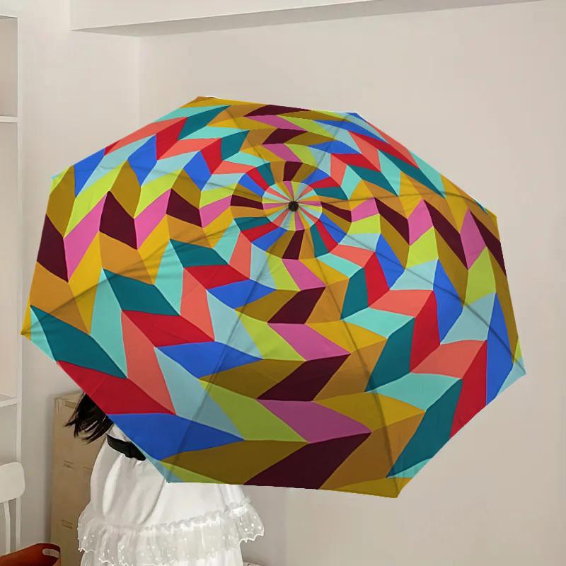 1pc Colorful Spiral Automatic Folding Umbrella - Portable Collapsible Design, 8-Rib Iron Frame, Playful Design yy251215223