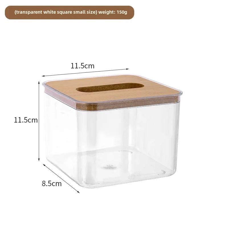 Nordic Simple Creative Bamboo Wooden Covered Tissue Box Home Living Room Tea Table Paper Box Transparent Restaurant El Storag