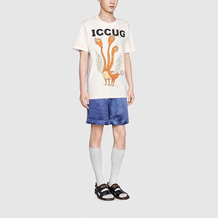 GUCCI T Shirts Men's Beige Crew Neck Moderate 548334-XJDJV-9095