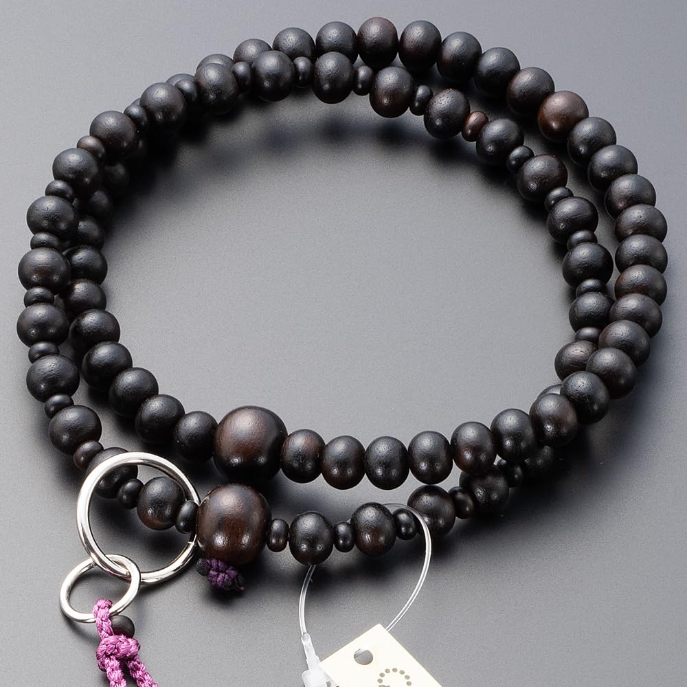 altar shop Takita Prayer Jodo sect authentic prayer for striped ebony 8 pure silk flower bonsai beads bag Kyoto prayer double certificate included
