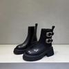 Mode 2025 Neu Herbst Winter Punk Style Mode Plateau Runde Zehe Damen Kniehohe Stiefel Dicke Sohle Hohe Absätze Schuhe Stiefel