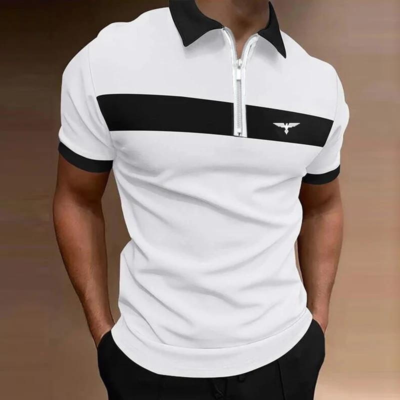 Men Clothes Polo Shirt Summer Fashion Polo Shirt Short Sleeve Lapel Polo Shirt Men Zipper Polo Shirt Casual Personality Tops