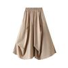 Qooth Asymmetrical Pleated Midi Skirt with Pockets Elastic Waistband A-Line Skirt QT2767