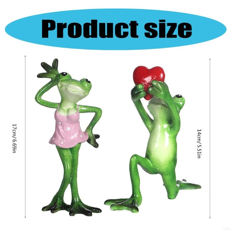 62KD Garden Frogs Figurines Decoration Funny Resins Frogs Sculpture Statue for Home Office