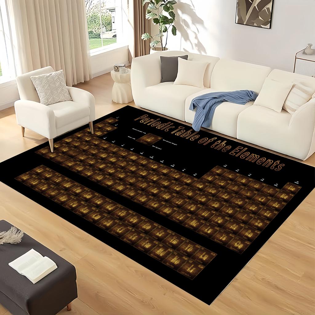 Retro Periodic Table of Elements Physics Formula Area Rug Carpet for Living Room Bedroom Home Decor,Non-slip for Sofa Doormat