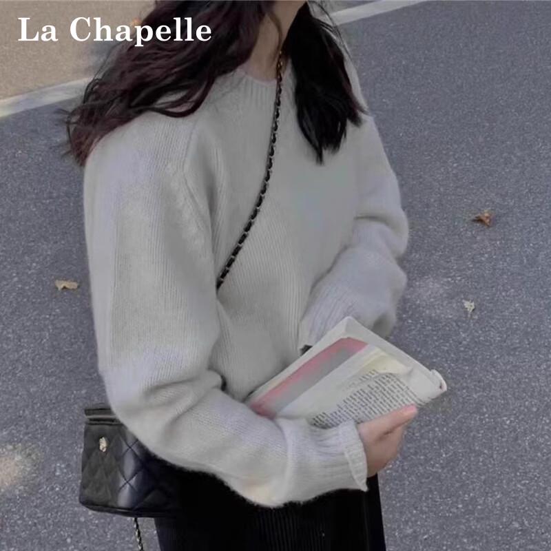 La Chapelle Women's Round Neck Loose Knit Sweater