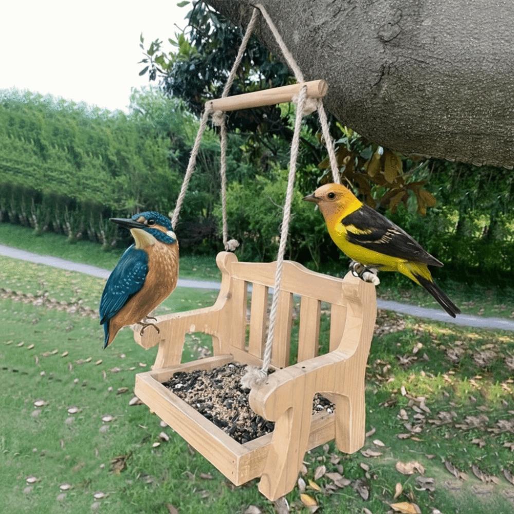 Wooden Bird Feeding Station Chair Design Wildlife Habitat Hanging Bird Feeder  Porch