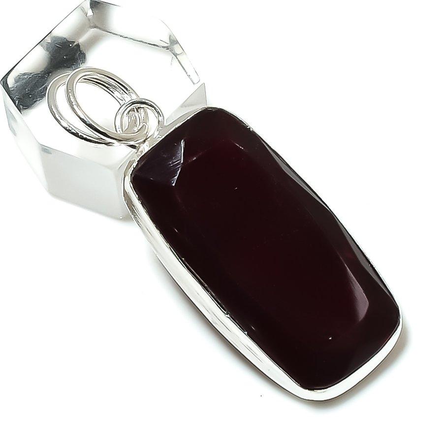 Mozambique Garnet Gemstone 925 Sterling Silver Jewelry Pendant 1.89" j6e55