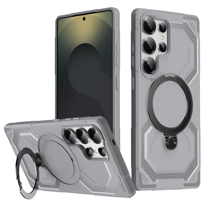 Für Samsung S25 S24 FE S23 Ultra A16 A06 A55 A15 A35 Hülle Weiche Kante Stoßfest Drahtloses Laden 360 Grad drehbare Halterung Magnetische Rückseite