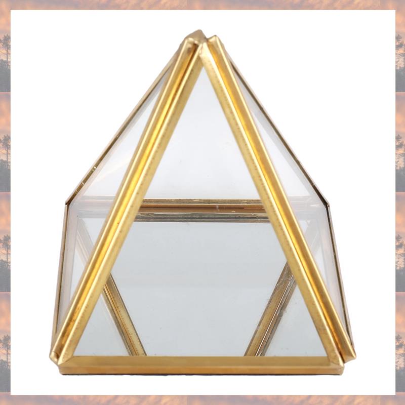 

Тренд 2025 Стеклянная шкатулка для украшений Золотая геометрическая декоративная коробка Геометрическая стеклянная пирамида Подставки для колец для свадебного подарка на день рождения