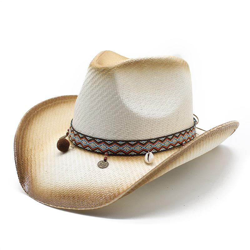 Spray Painted Cowboy Straw Hat Personalized Characteristic Hat Handmade Western Cowboy Hat Ethnic Sun Hat