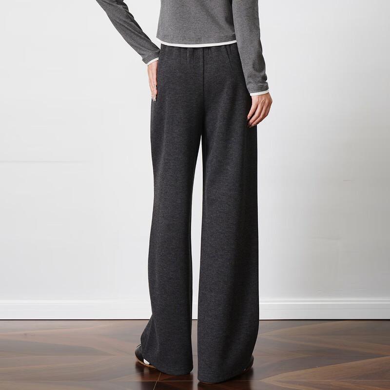 Olrain Women's Elastic Waist Wide-Leg Straight Pants