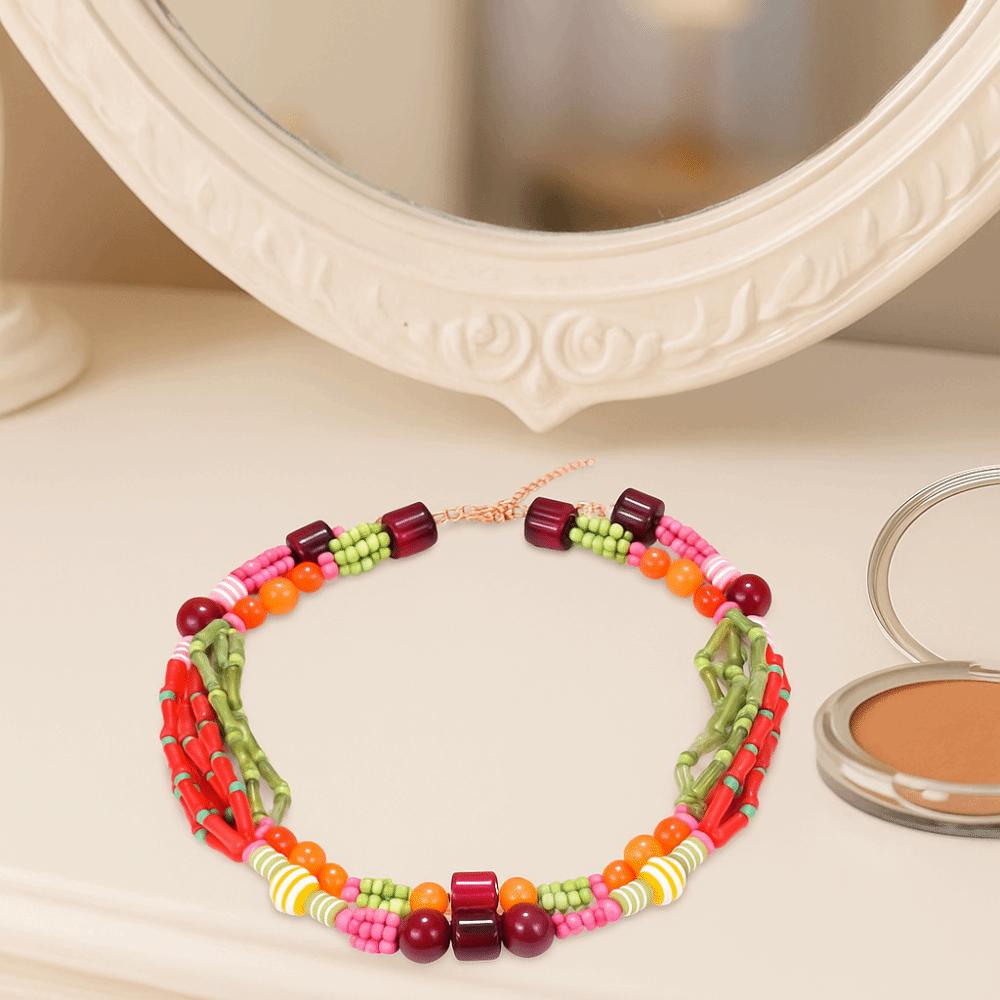 Ethnic Style Multilayer Bead Necklace Marine Organism Charms Dopamine Necklace  Women