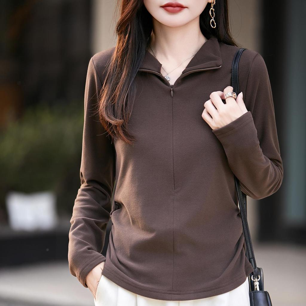 Soft & Cozy Women's Half-Zip Stand-Up Collar Sweatshirt - Warm, Long Sleeve, Loose Fit for Autumn/Winter