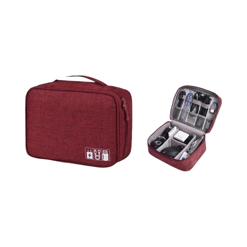 Multi Compartment Electronic Accessories Organizer Storage Bag Portable Travel Case for Cables Chargers Power Banks and Small Gadgets