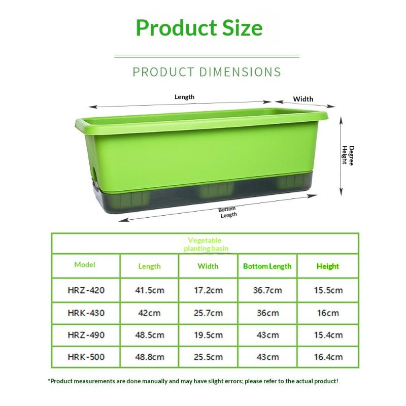 Rectangular Self Watering Planter Box UV Resistant Plastic Window Box with Drainage Tray for Outdoor Porch Green Planting