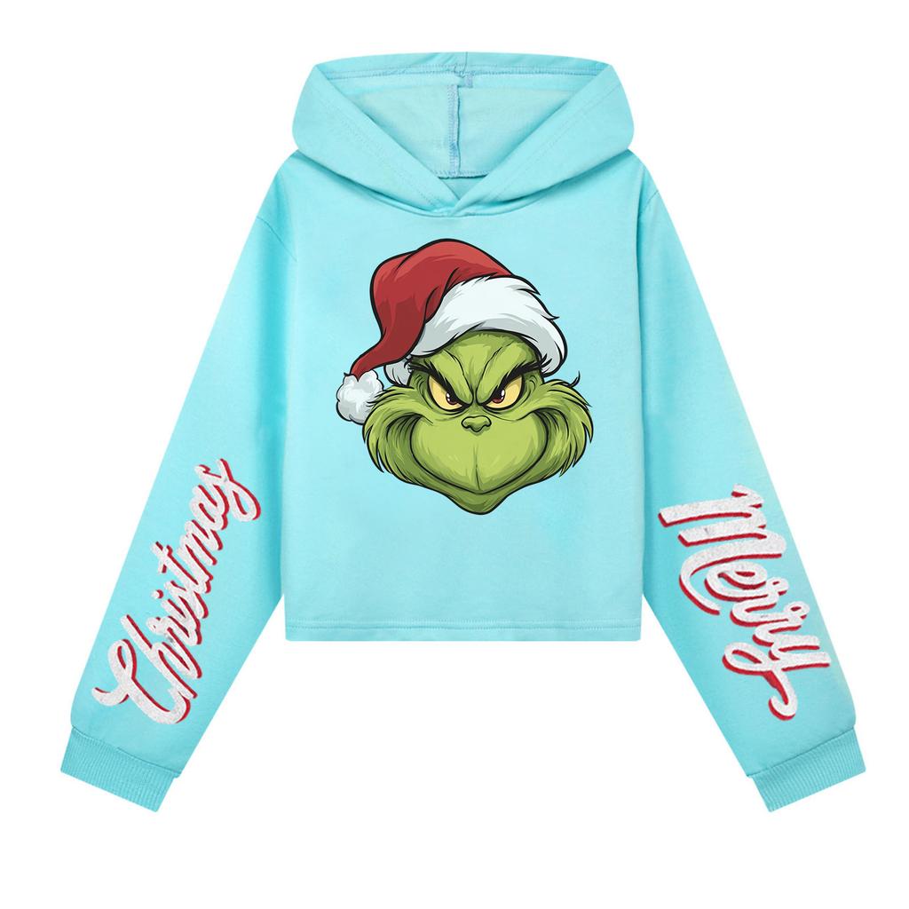 Kids' Casual Fashion Christmas Printed Long Sleeve Hooded Sweatshirt (No Drawstring)