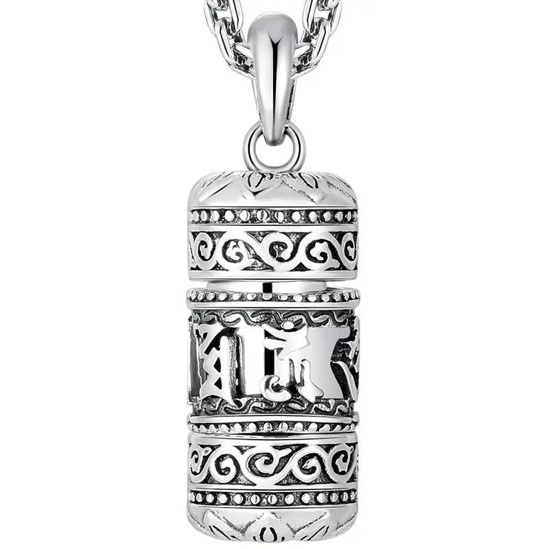 Six Character True Word Pendant National Style Can Open The Gawu Box Necklace for Men and Women Jewelry Rotatable