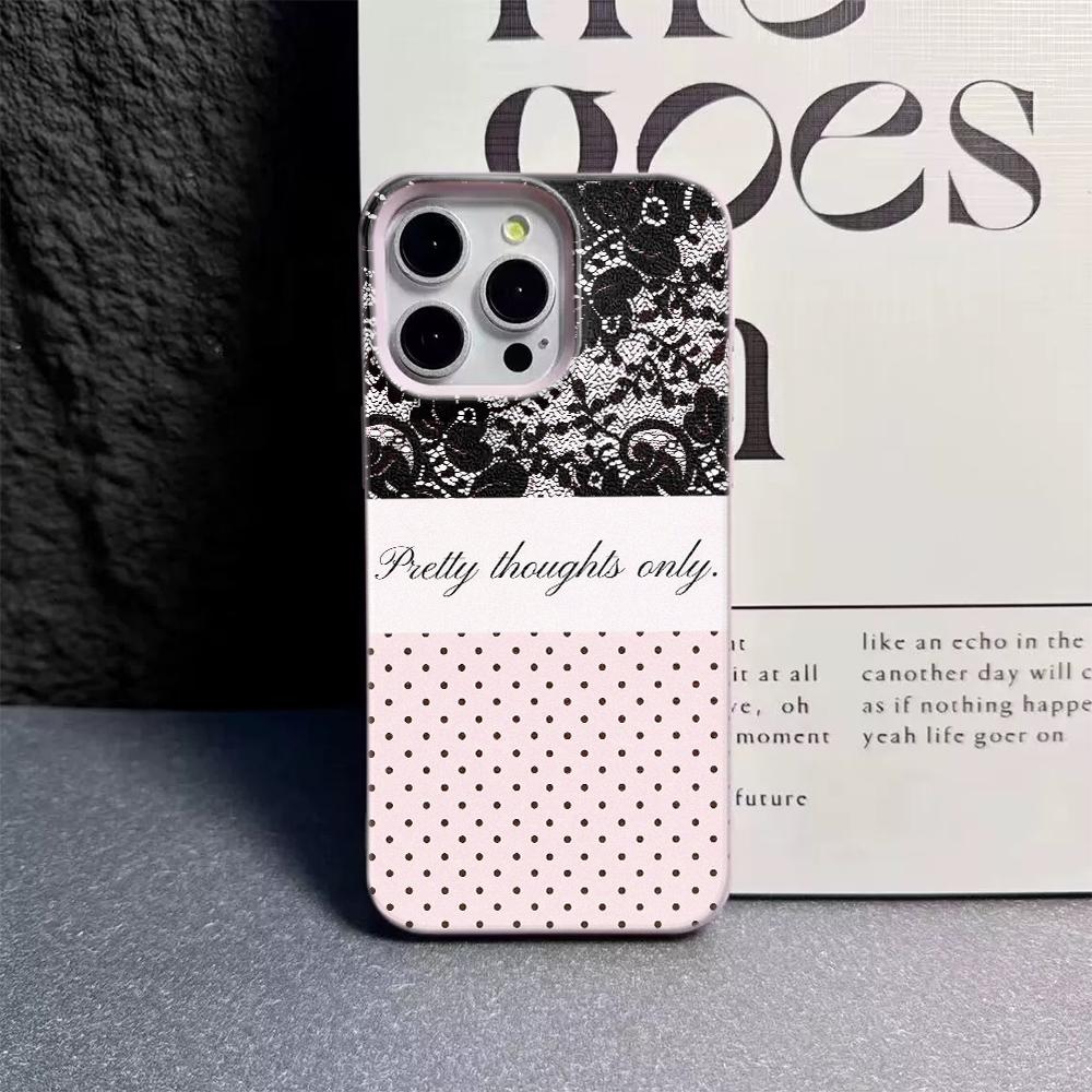 Pretty Thoughts Only Lace Polka Dot Lichee leather pattern Phone Case For Samsung A57 A36 A26 A07 A55 A35 A16 A06 A54 A05 4G 5G