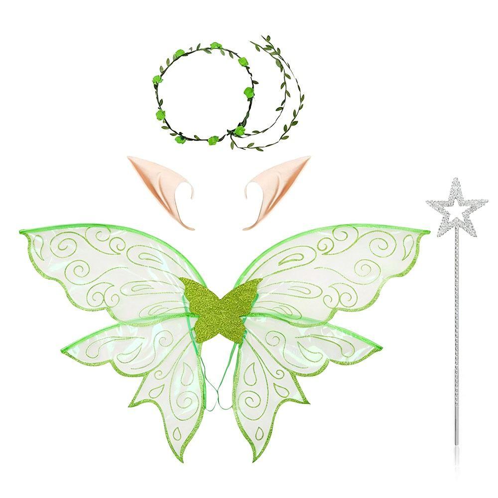 4Pcs Party Dress Up Butterfly Fairy Wings Set Lightweight Dress Up Wings  Women Girls