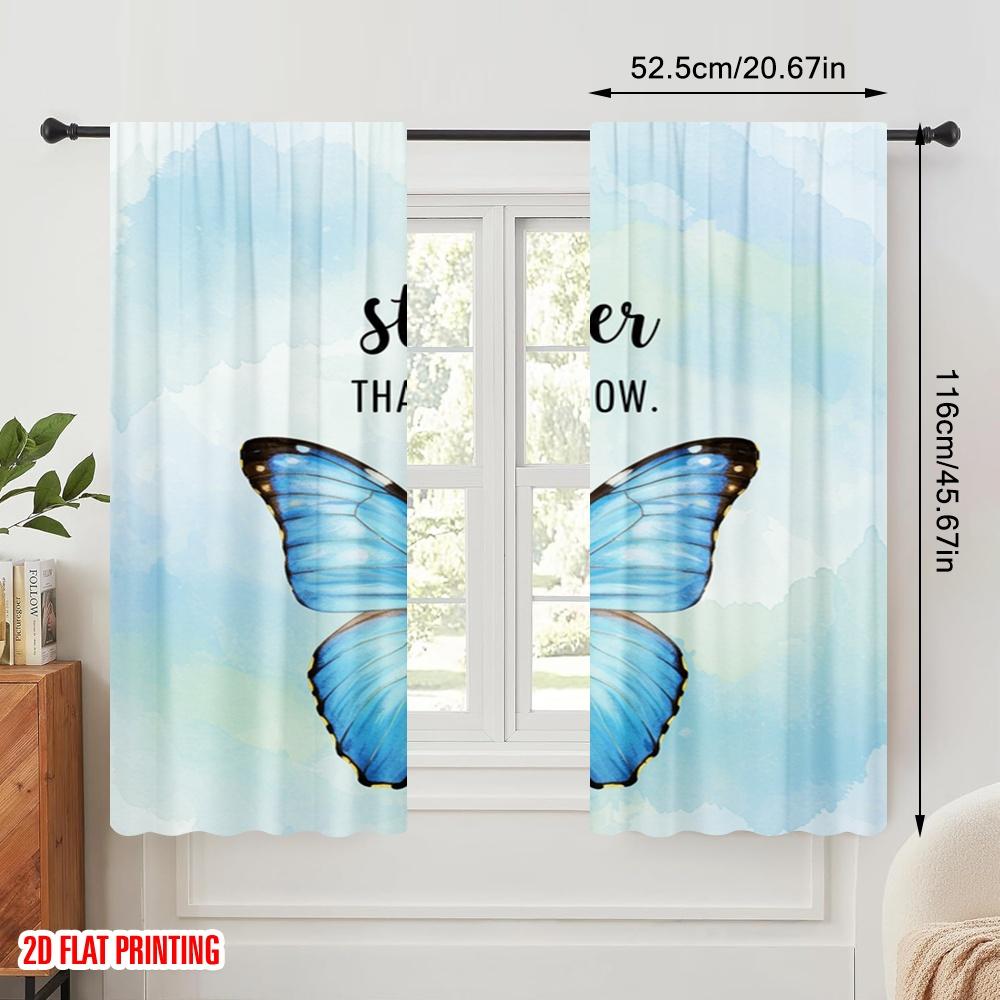 2pcs 2D Flat Printing Party Window Curtains Butterfly Strength Polyester Without Electricity Birthday Party Use for Gold Wall