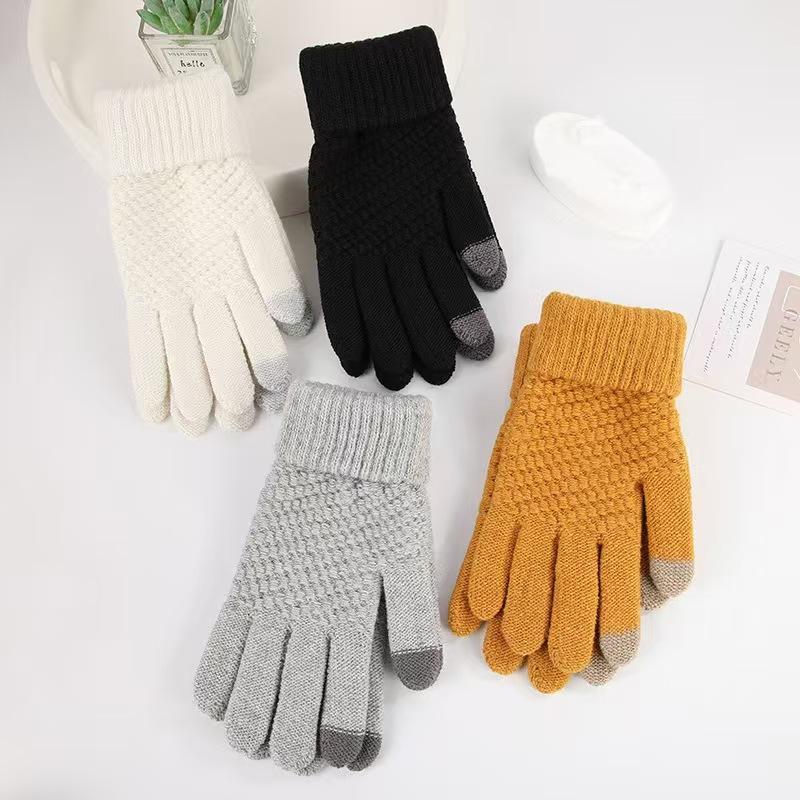 Warm Fleece Lined Knitted Touchscreen Gloves For Winter Sports Commuting Cold Weather Daily Use