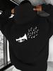 Men's Hooded Sweatshirt with a Minimalist Design Featuring Horn and Musical Note Patterns
