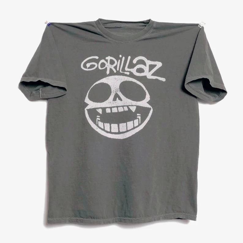 

Футболка з принтом гурту Gorillaz, коротким рукавом, альтернативна, електронна, EDM, DJ, пост-панк, футболка гурту, чоловіча, жіноча, 2026, літній стрітвеар, топ XXXL синій