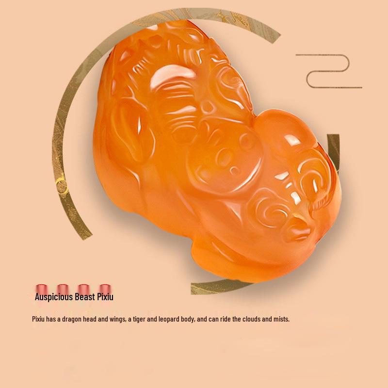 Chalcedony Pixiu Wealth Keychain & Agate Peace Buckle Pendant