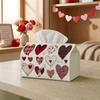 1pc Heart Patchwork Vintage Valentine'S Day Tissue Box | Red Plaid & Romantic, 17.02*25.91cm, Ideal for Kitchen, Living Room, Bedroom, Bathroom - Vale