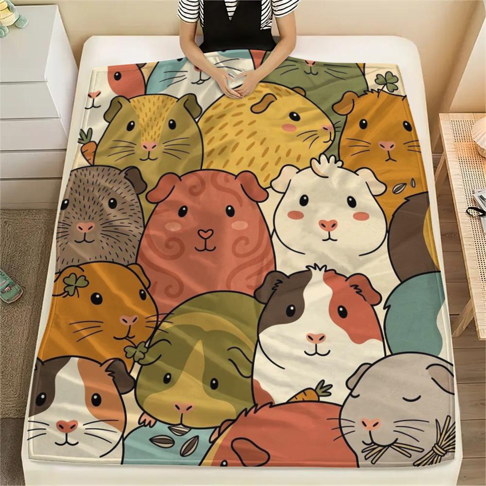 1Pc guinea pig Print Flannel Blanket, High quality Comfortable for All Seasons, Home Decor, Warmth and Comfort, Perfect for Christmas Gifts