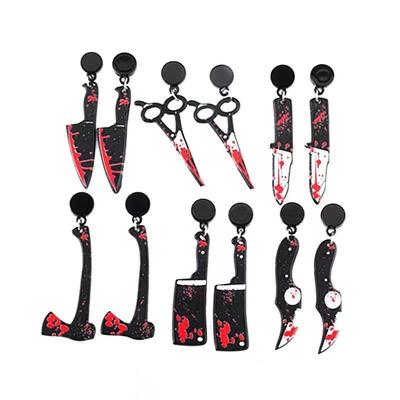 Acryl Gedruckte Scharlachrote Messer Ohrringe Ohrringe Damen Persönlichkeit Mode Halloween Stecker Ohrschmuck