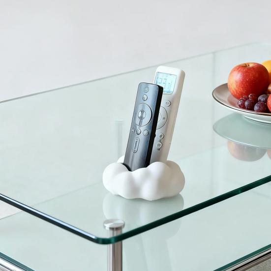 Storage Box, 3D Printed One-Piece Molding Storage Container with Double Slot Design, Cloud Shape Remote Holder Holds Two Remote Controls