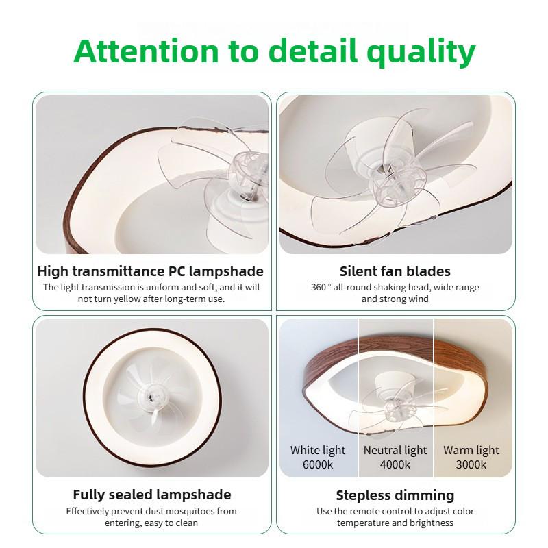 Japanese Style Moving Head Fan Light Simple Retro Bedroom Ceiling Light With Fan 6-speed Adjustable Children's Room Fan Lamp