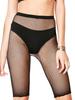 Women'S Sexy Nylon Seamless Mid-Thigh Length Fishnet Tights Black Thin Ins Trendy Mesh Hollow Out Knee-Length Shorts Pantyhose