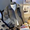 Men's Trendy Retro Brown Leather Baseball Jacket - Suede, Short, Roguish Style for Spring/Autumn