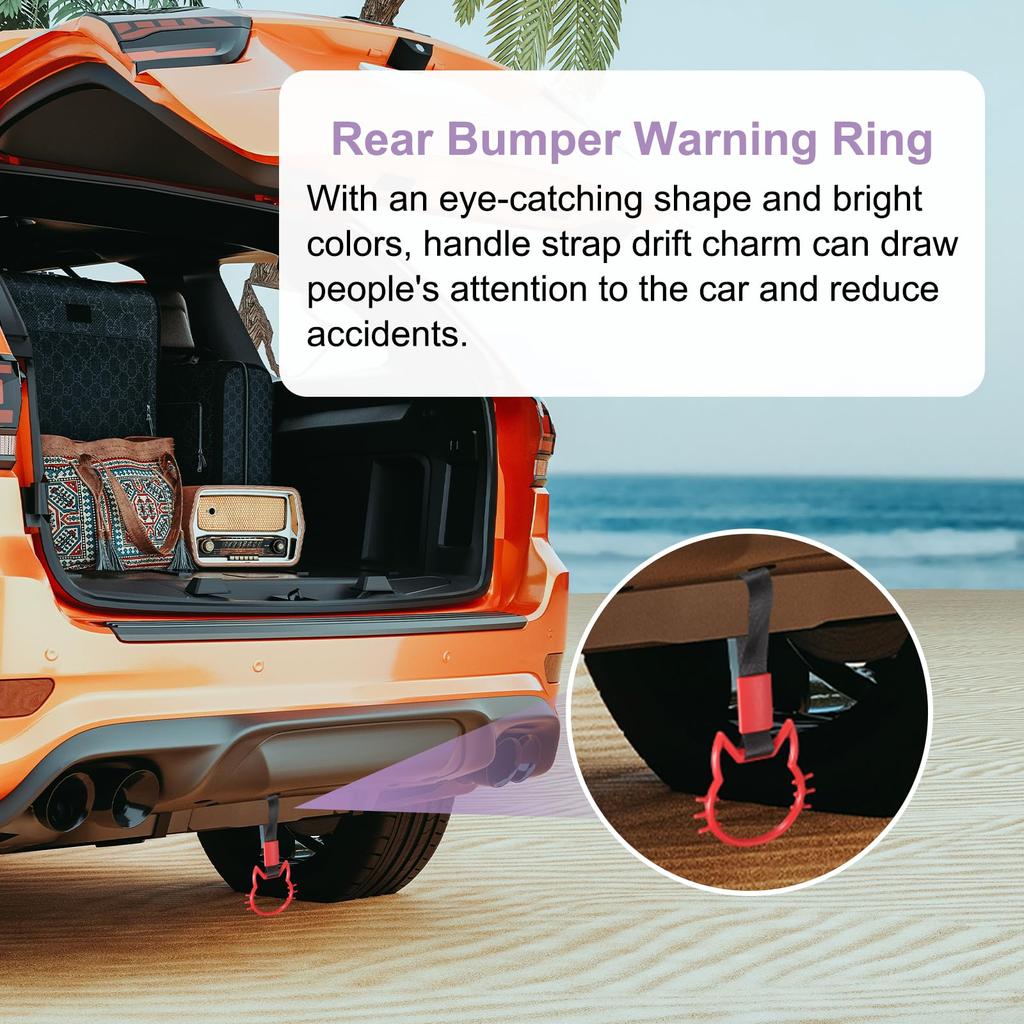 Car Steering Wheel Set of Rear Bumper Warning Interior Exterior Decoration for [PATIKIL] Heart-shaped Strap, 2, Ring, & Buses, Red/Black