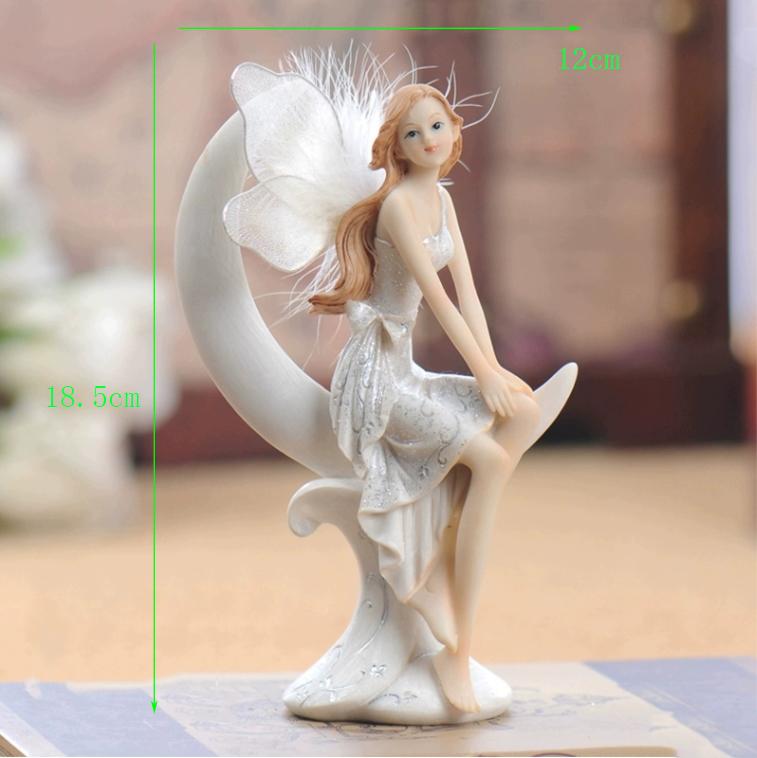 European Cute Elf Girls Resin Angel Figurines Office Desk Fairy Statue KTV Bar Ornaments Decor Home Furnishing Decoration Crafts
