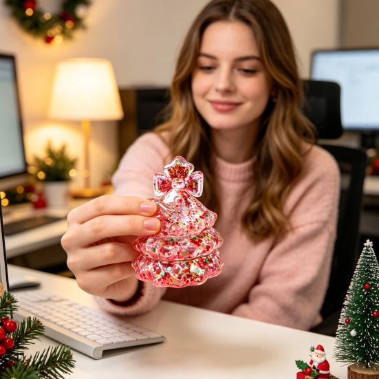 Holiday Party Favors Glitter Christmas Tree Squeeze Toy, Xmas Sensory Toy for Stress Relief, Relief Slow Rise Mini Fidget Gift Kids Adults Quiet