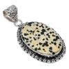 Dalmation Jasper Gemstone 925 Sterling Silver Jewelry Pendant 2.05" SU-10728