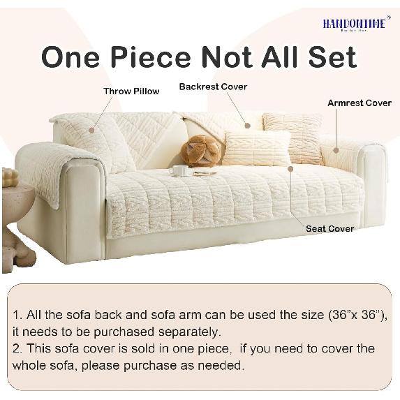 HANDONTIME Couch Cover for Dogs Washable, Fuzzy Sofa Cover for Pets Geometric Jacquard Non-Slip Couch Protector for Dogs Pet-Friendly Sectional